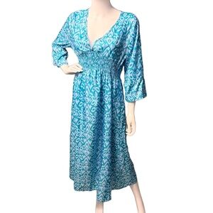 Lake Blue Bohemian Casual Print V-Neck Waist Wrap